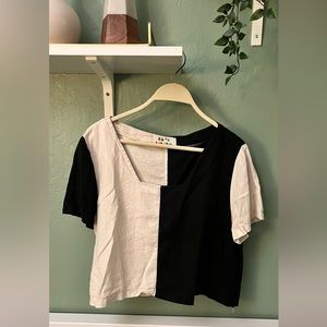 QUILTED FRANKIE TOP IN BLACK AND WHITE- Medium